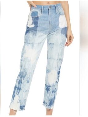 Frame acid washed frayed hem jeans
